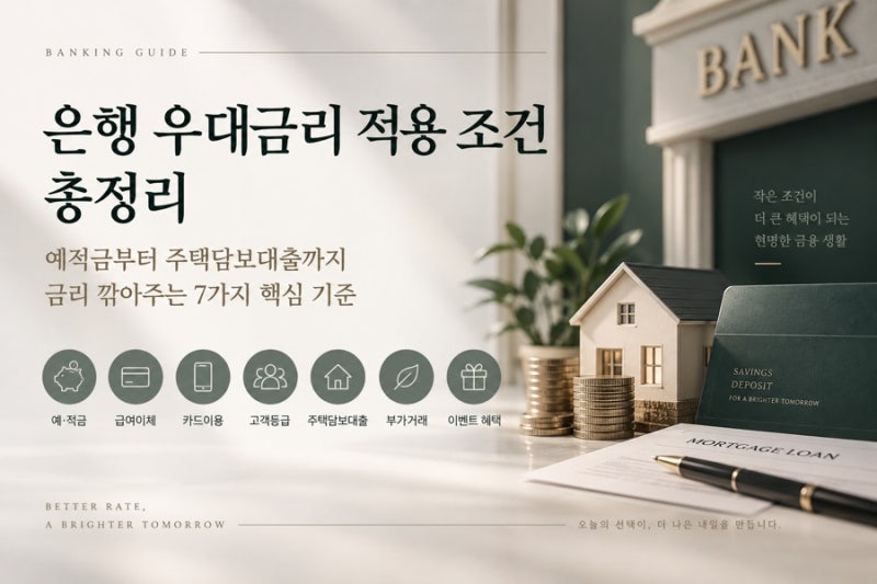은행 우대금리 적용 조건 총정리: 예적금부터 주택담보대출까지 금리 깎아주는 7가지 핵심 ....