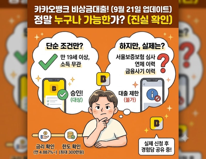 카카오뱅크 비상금대출, 누구나 받을 수 있을까? 조건을 살펴보니