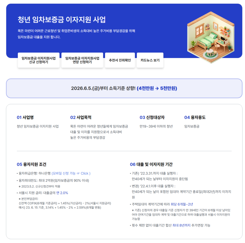 [호랑이 Q&A] 서울시 청년 임차보증금 이자지원 소득 기준 5,000만 원 상향, 상계동 전세 구할 ....