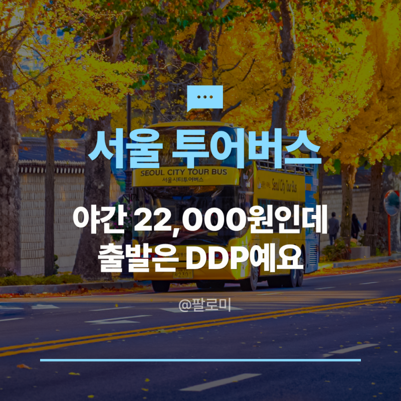 서울 투어버스 야간 22,000원이라 광화문보다 3,000원 싼데 출발은 DDP예요