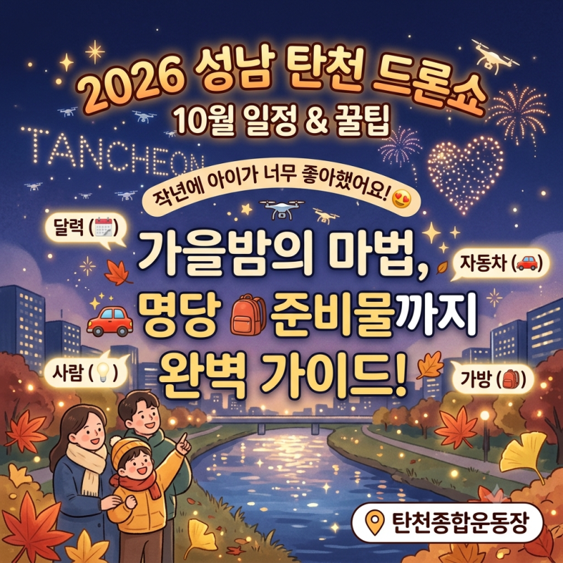 2026 가을 성남행사 탄천 드론쇼 위치 주차장 일정 준비물 정보 꿀팁 살펴보자