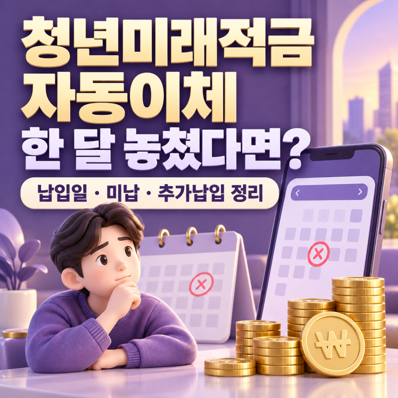 청년미래적금 자동이체,한 달 미납하면?납입일·추가납입 정리