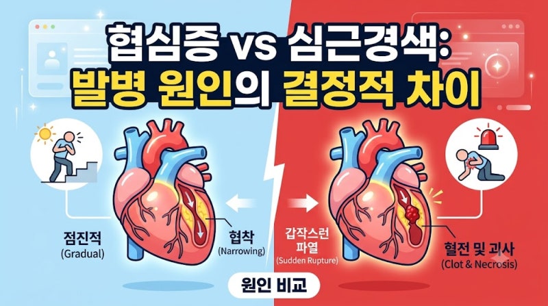 협심증과 심근경색 발병 원인의 결정적 차이점