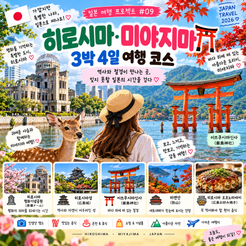 일본 여행 프로젝트 #09⛩️ 「히로시마·미야지마 3박 4일 여행 코스｜평화기념공원부터 바....