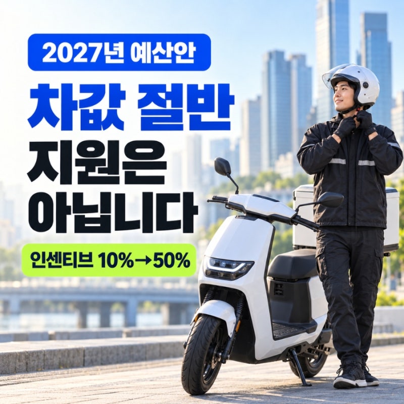 배달용 전기이륜차 보조금 50% 확대 추진, 차값 절반 지원은 아닙니다