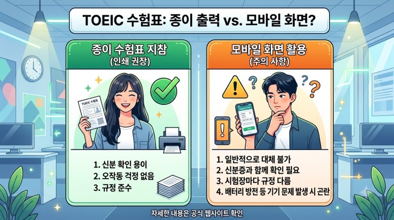 토익 수험표 꼭 출력해야 할까? 모바일 화면 대체 가능 여부 총정리