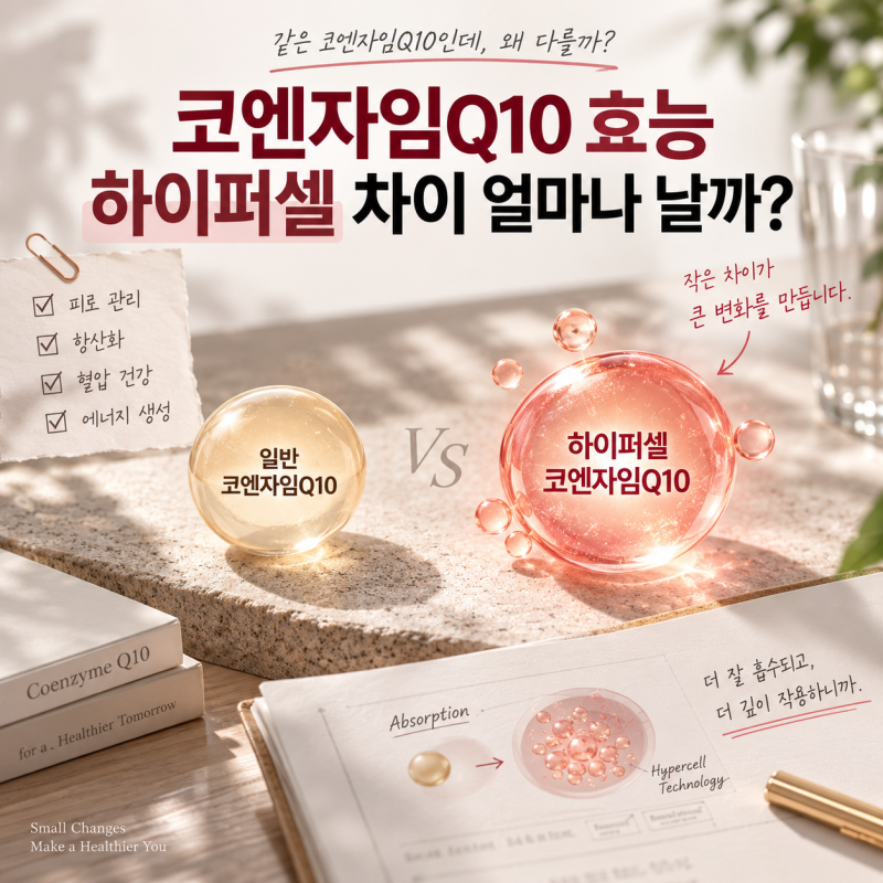 코엔자임Q10 효능 하이퍼셀 차이 얼마나 날까?