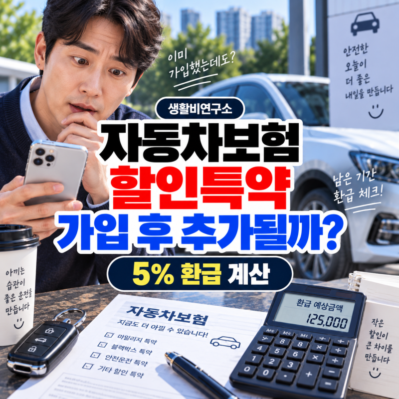 자동차보험 할인특약, 가입 후에도 추가할 수 있을까? 안전운전 5% 환급·잔여기간 실제 계산
