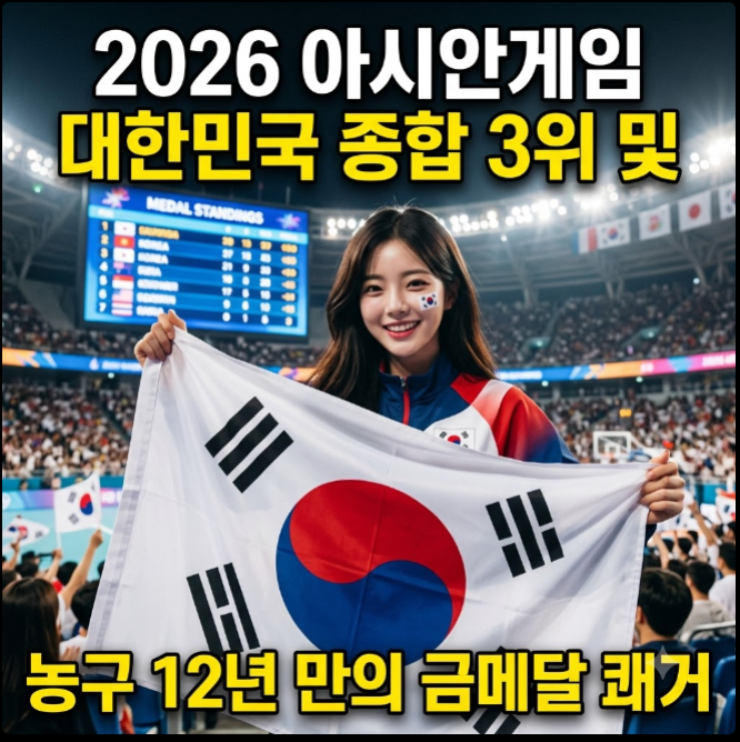 [2026 아시안게임 속보] 대한민국, 대회 첫날 금4개로 종합 3위 질주! 12년 만의 농구 금메달 및 ....