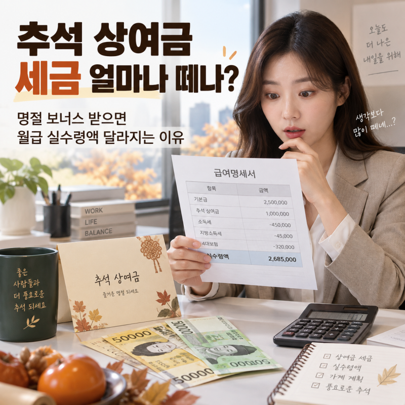 추석 상여금 세금 얼마나 떼나? 명절 보너스 받으면 월급 실수령액 달라지는 이유