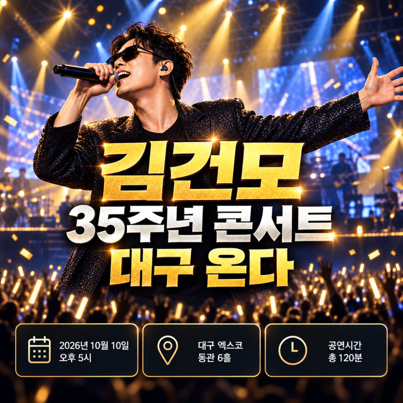 김건모 35주년 콘서트 대구 온다, 일정·좌석·예매 총정리