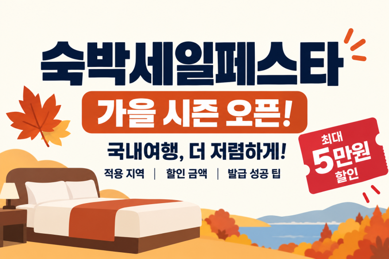 숙박세일페스타 가을 시즌 오픈: 적용 지역·할인 금액·선착순 발급 성공 팁