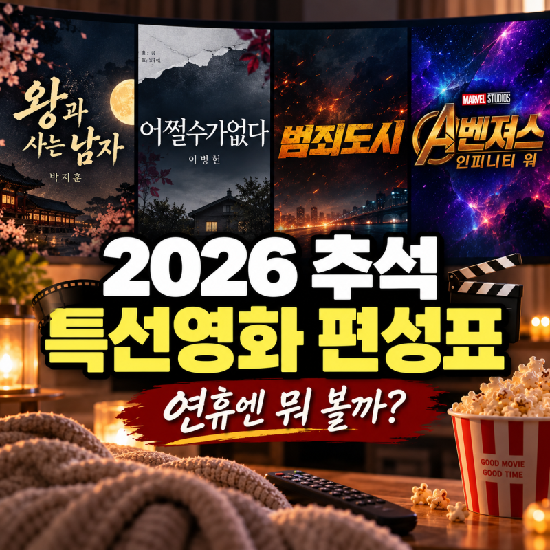 2026년 추석 특선영화 편성표 총정리 9월 24일, 25일, 26일 TV 영화 시간표