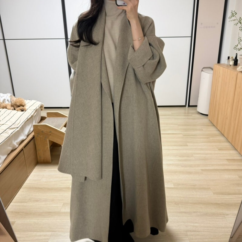 르셉템버[LE17SEPTEMBER] WOOL HANDMADE SCARF COAT beige 구매후기 + 착용샷