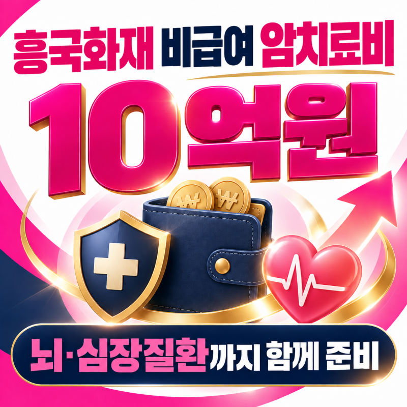 흥국화재 비급여 암치료비 10억원, 뇌·심장질환까지 함께 준비할 수 있을까요?