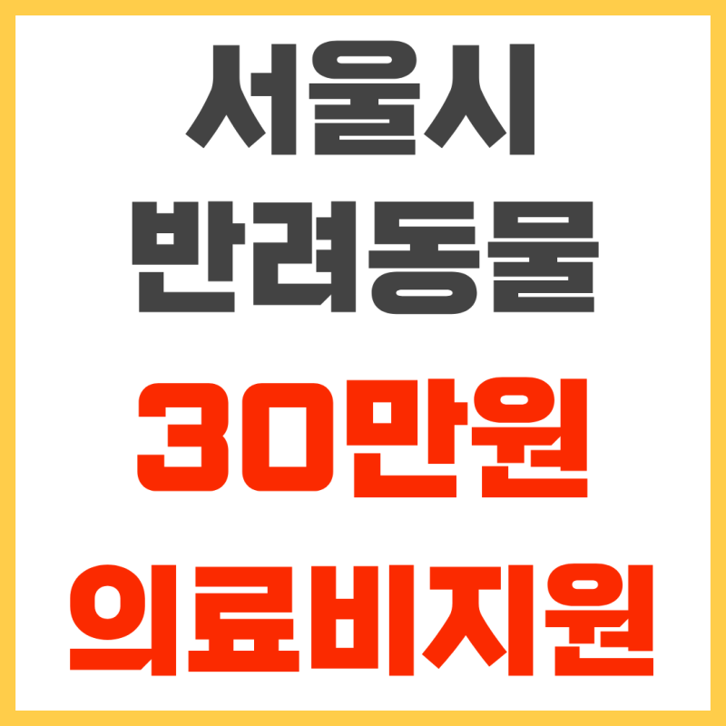 2026 서울시 반려동물 의료비 지원금 30만원 신청방법(자격조건, 지원금액)