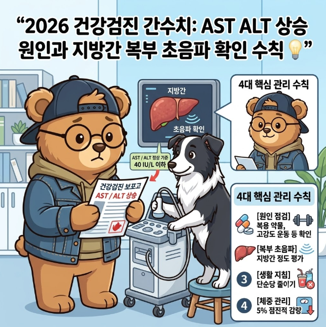 [2026 건강검진 간수치] AST ALT 상승 원인과 지방간 복부 초음파 확인 수칙