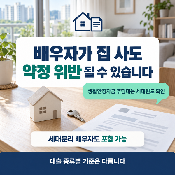 생활안정자금 주담대 추가주택 구입금지 약정 배우자가 집 사도 걸릴까