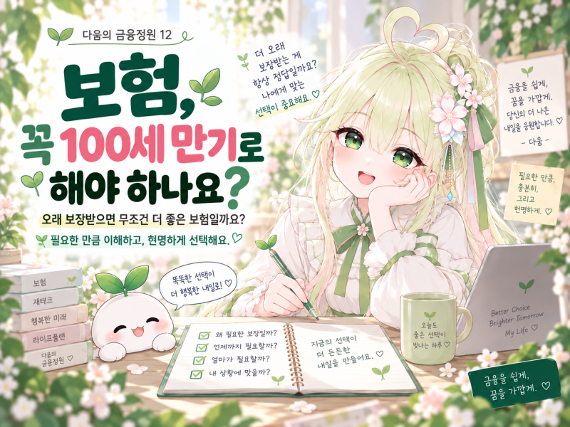 다움의 금융정원 12 | 보험은 꼭 100세 만기로 해야 하나요? 오래 보장받으면 무조건 더 좋은 ....