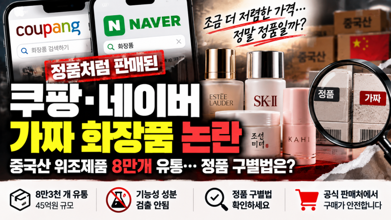 쿠팡·네이버 가짜 화장품 논란, 정품처럼 팔린 중국산 위조제품 구별법