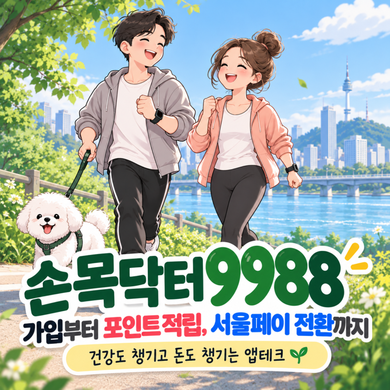 손목닥터9988 가입부터 포인트적립, 서울페이 전환까지 - 건강도 챙기고 돈도 챙기는 앱테크
