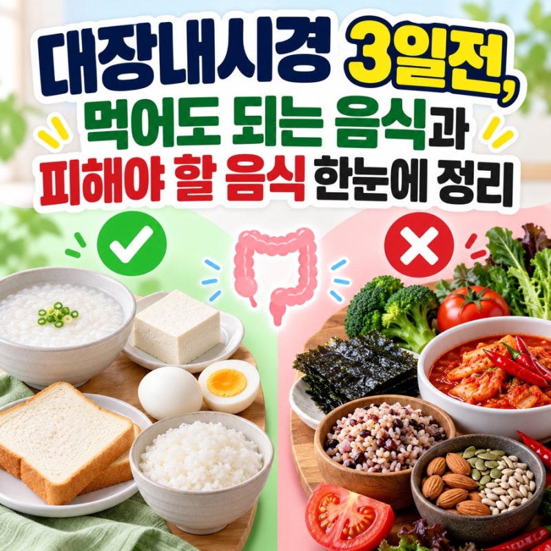 대장내시경 3일전, 먹어도 되는 음식과 피해야 할 음식 한눈에 정리