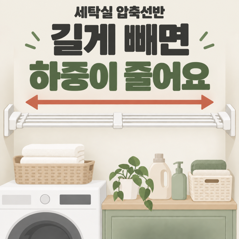 세탁실선반 압축선반으로 달 때, 길게 뺄수록 버티는 무게가 줄어요 | 세탁실수납장 · 다용....
