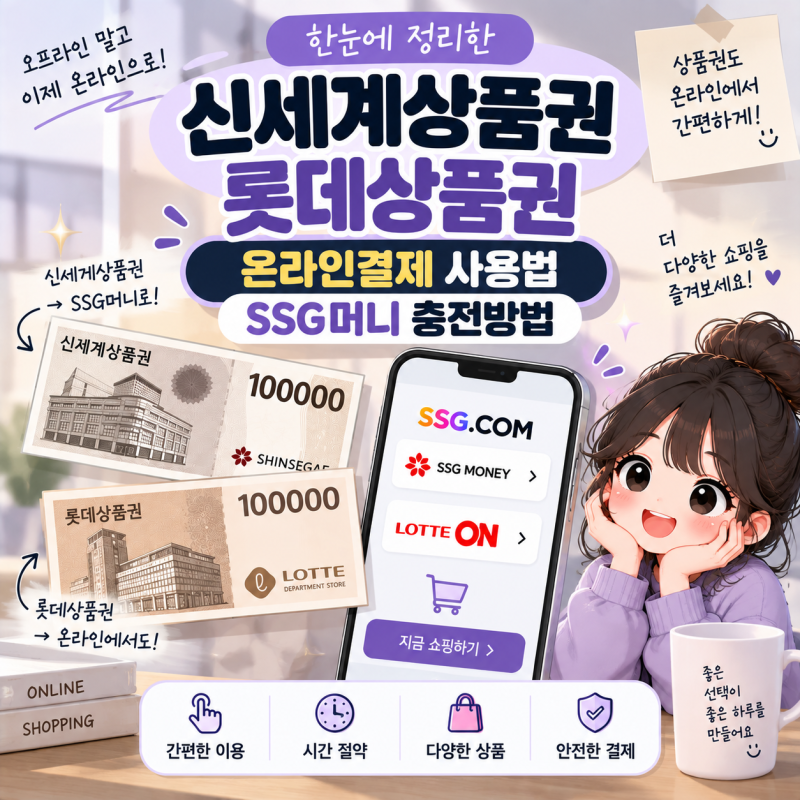 신세계상품권 롯데상품권 온라인결제 사용법 SSG머니 충전방법