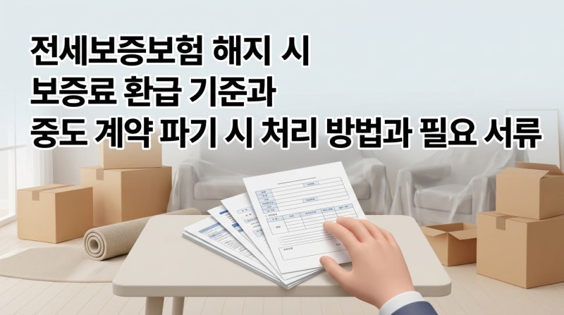 전세보증보험 해지 시 보증료 환급 기준과 중도 계약 파기 시 처리 방법과 필요 서류