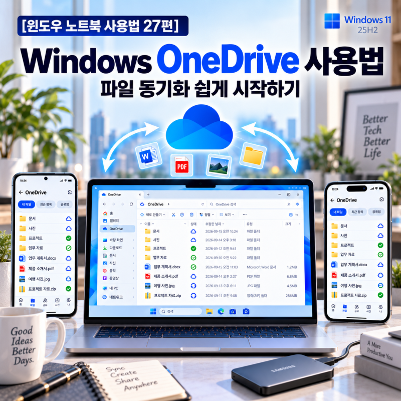 [윈도우 노트북 사용법 27편] Windows OneDrive 사용법 - 파일 동기화 쉽게 시작하기