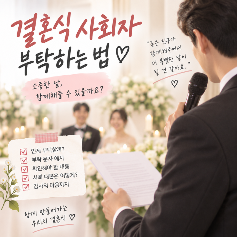 결혼식 사회자 부탁하는 법 언제 요청할까? 부탁 문자·확인할 내용까지