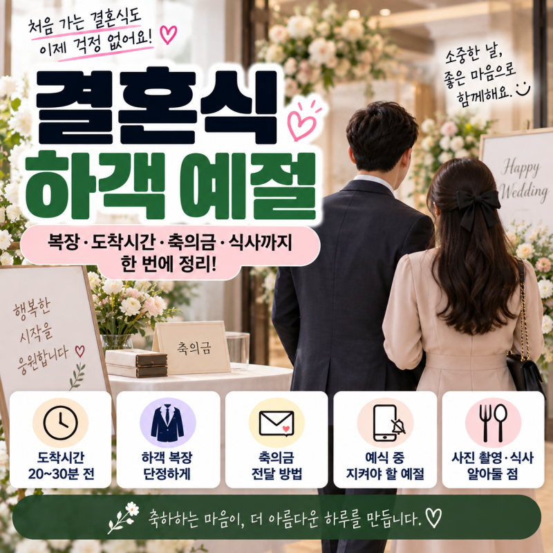 결혼식 하객 예절｜복장·도착시간·축의금·식사까지 한 번에 정리