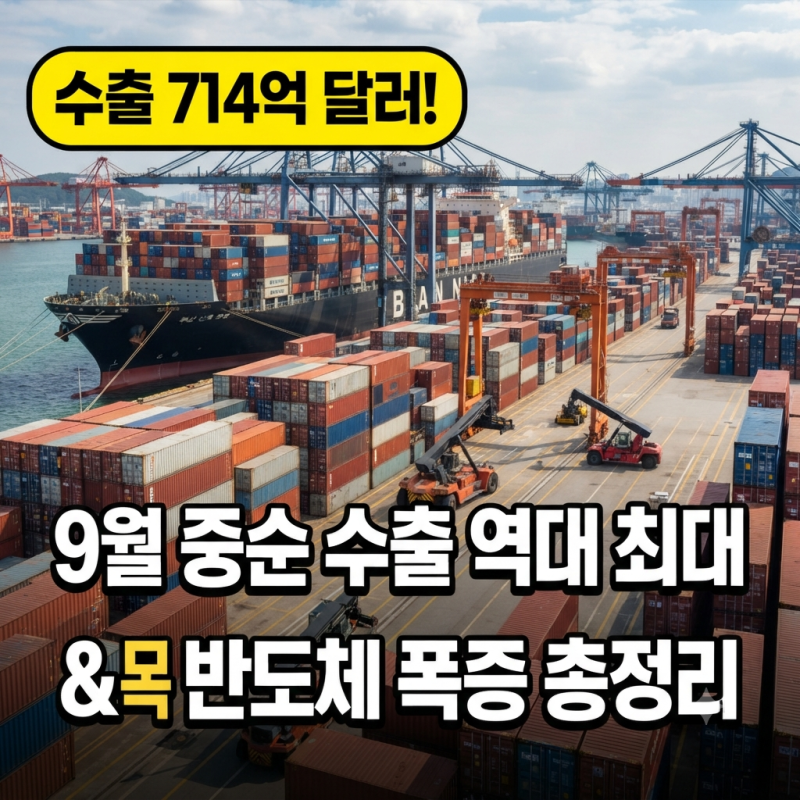 "한국 경제 역대급 신기록 세웠다" 9월 중순 수출 714억 달러 돌파 & 반도체 260% 폭증 팩트체크