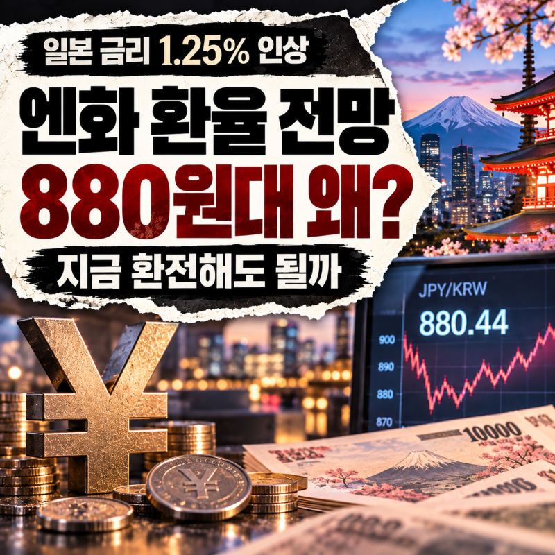 엔화 환율 전망: 일본 금리 인상에도 100엔 880원대, 지금 환전해도 될까?