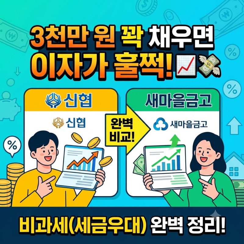 3천만 원 꽉 채우면 이자가 훌쩍! 신협·새마을금고 비과세(세금우대) 완벽 비교