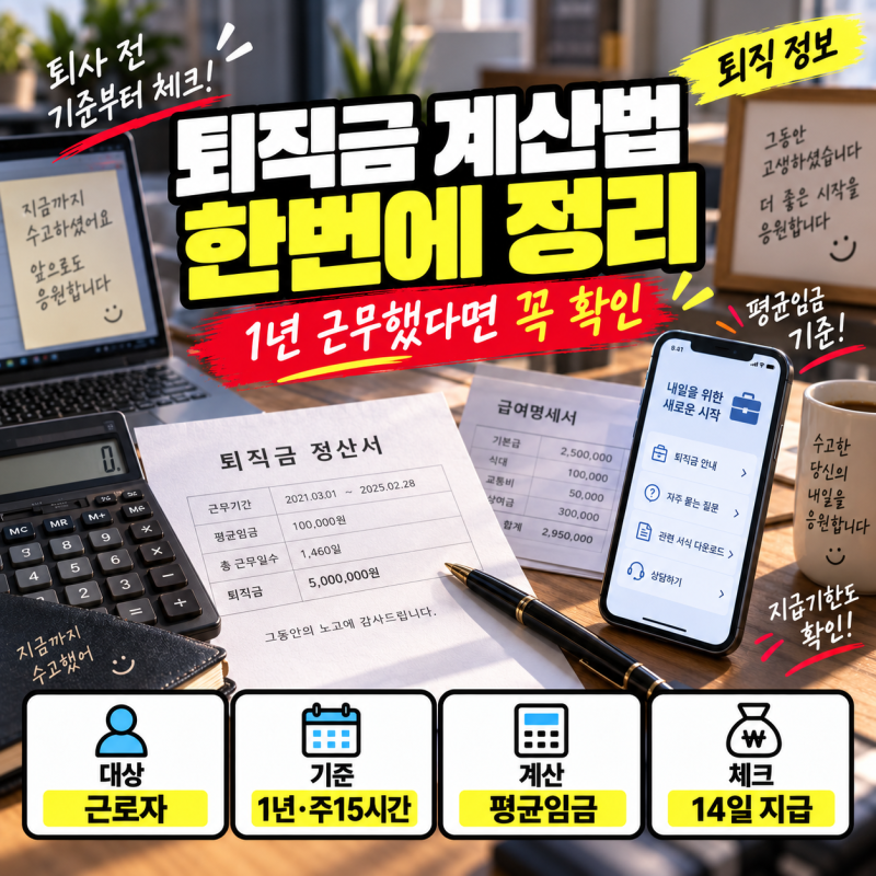 퇴직금 계산법과 지급기한, 1년 근무했다면 꼭 확인할 핵심 기준