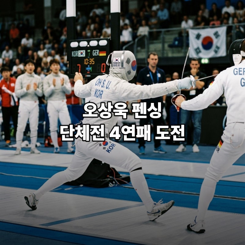오상욱 펜싱 단체전 경기중계 한국 남자 사브르 4연패 도전