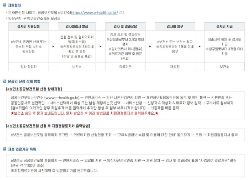보건소 임신전 산전검사 후기 | 지원 신청부터 비용 예방접종 까지
