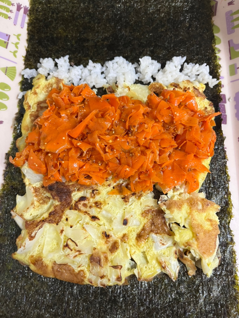 다이어트 당근라페&계란양배추 김밥 만드는 초간단•손쉬운 방법ƪ(˘⌣˘)ʃ - 재료, 꿀팁, 칼....