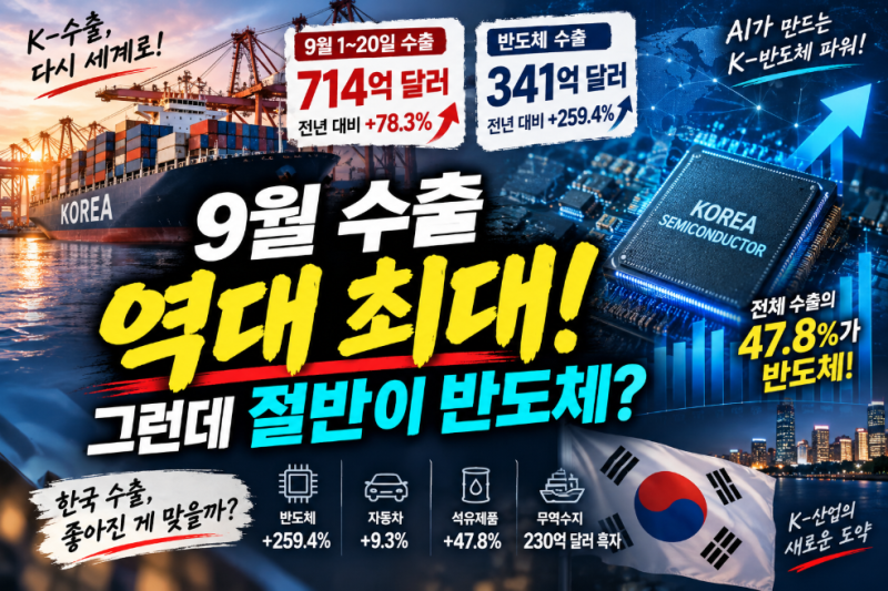 9월 수출 역대 최대｜그런데 절반이 반도체? 한국 수출, 좋아진 게 맞을까