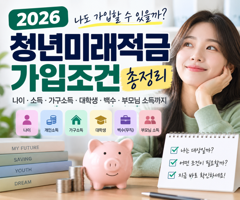 2026 청년미래적금 조건, 소득·가구소득·대학생·백수 기준 정리