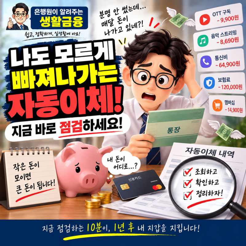 나도 모르게 빠져나가는 자동이체,한 번에 찾아서 정리하는 방법계좌 자동이체·카드 자동납....