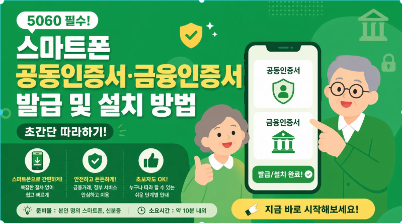 5060 필수! 스마트폰 공동인증서·금융인증서 발급 및 설치 방법 (초간단 따라하기)
