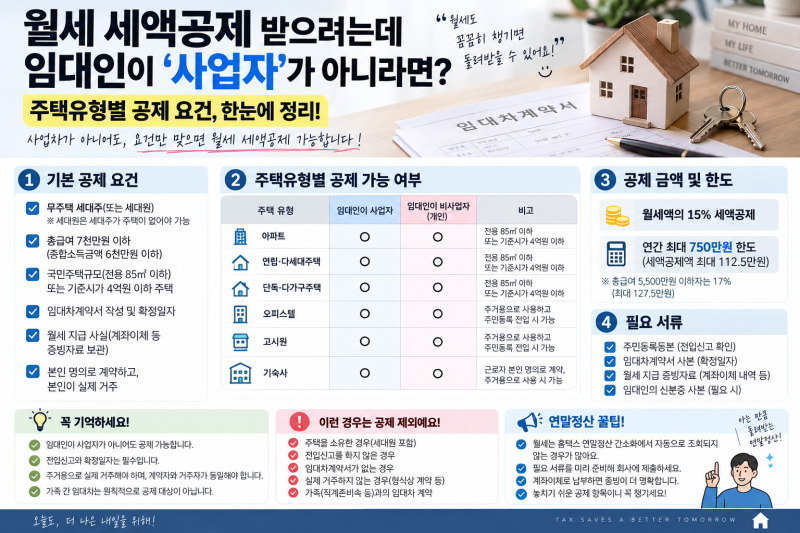[테크 꿀팁] "집주인이 사업자가 아니라거나 개인 명의면 월세 세액공제 못 받는다고요?" 임....
