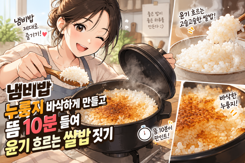 냄비밥 누룽지 바삭하게 만드는 법과 뜸 10분의 비밀 윤기 쌀밥 짓기 총정리
