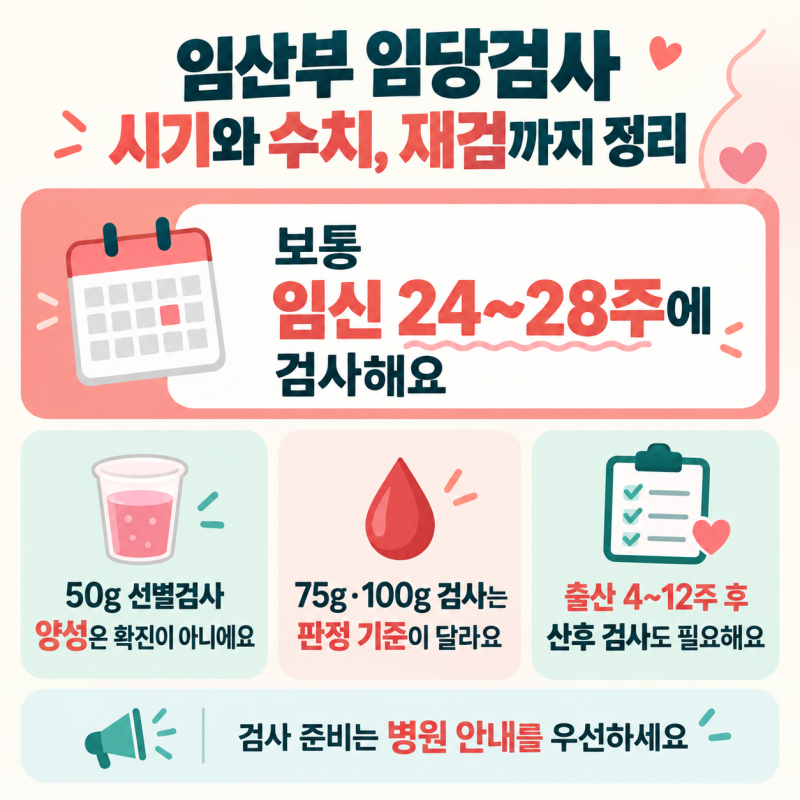 임산부 임당검사 시기와 수치, 재검까지 정리