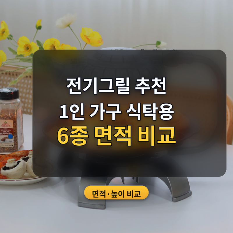 전기그릴 추천 1인 가구 식탁용 6종 비교 (2026년 9월) — 놓는 면적과 높이로 고르기