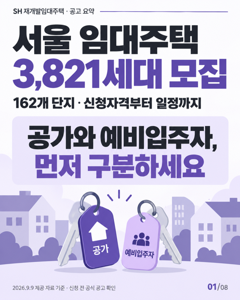 SH 재개발임대주택 3,821세대 풀렸다｜서울 무주택자 신청자격·일정 총정리