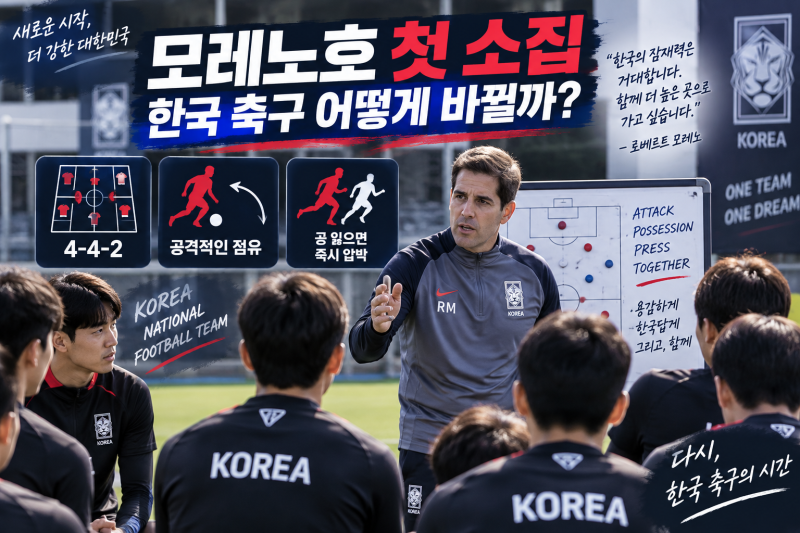 모레노호 첫 소집, 한국 축구 어떻게 바뀔까? 4-4-2·공격축구·강한 압박 예고