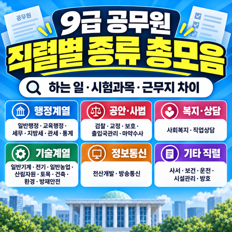 9급 공무원 종류 총정리｜직렬별 하는 일·시험과목·근무지 차이